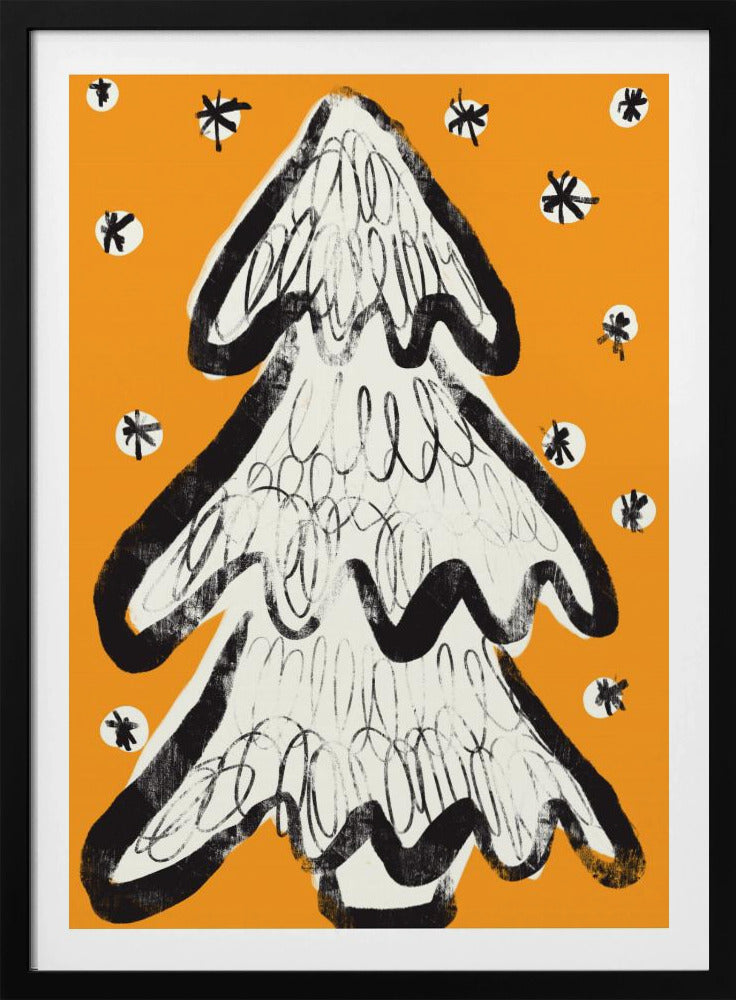 Christmas Tree And Snow Yellow | Poster