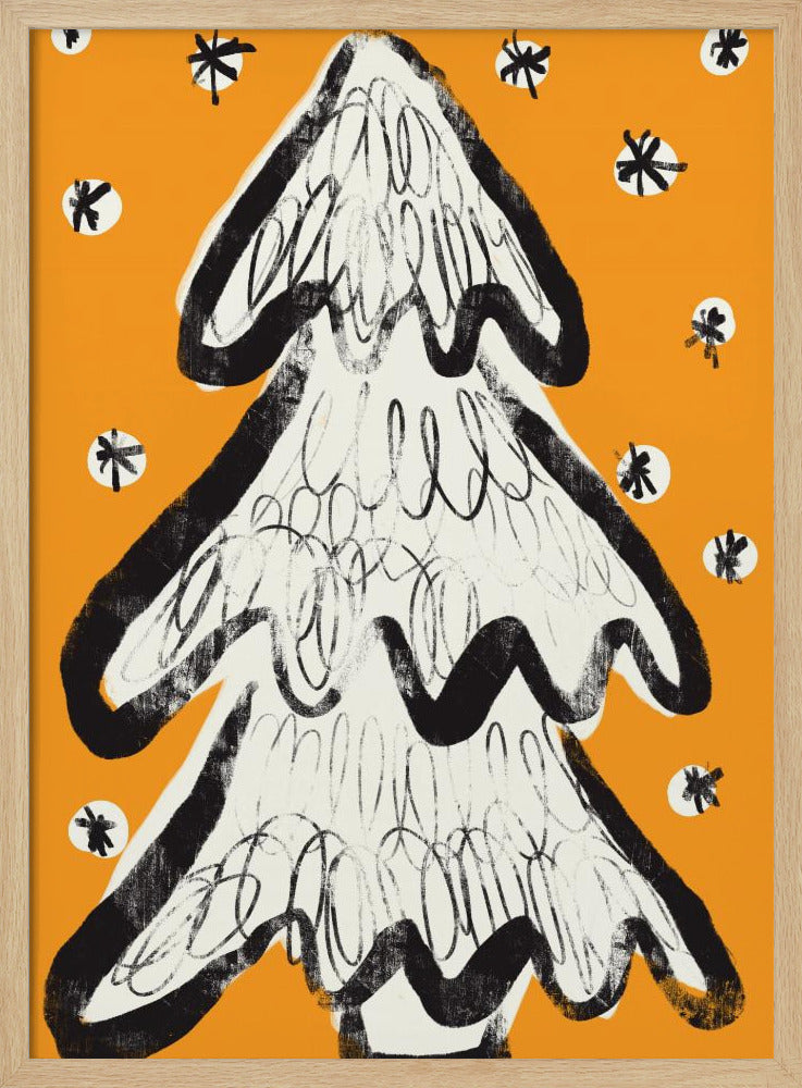 Christmas Tree And Snow Yellow | Poster