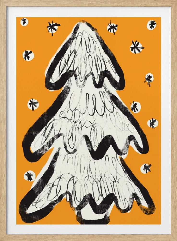 Christmas Tree And Snow Yellow | Poster