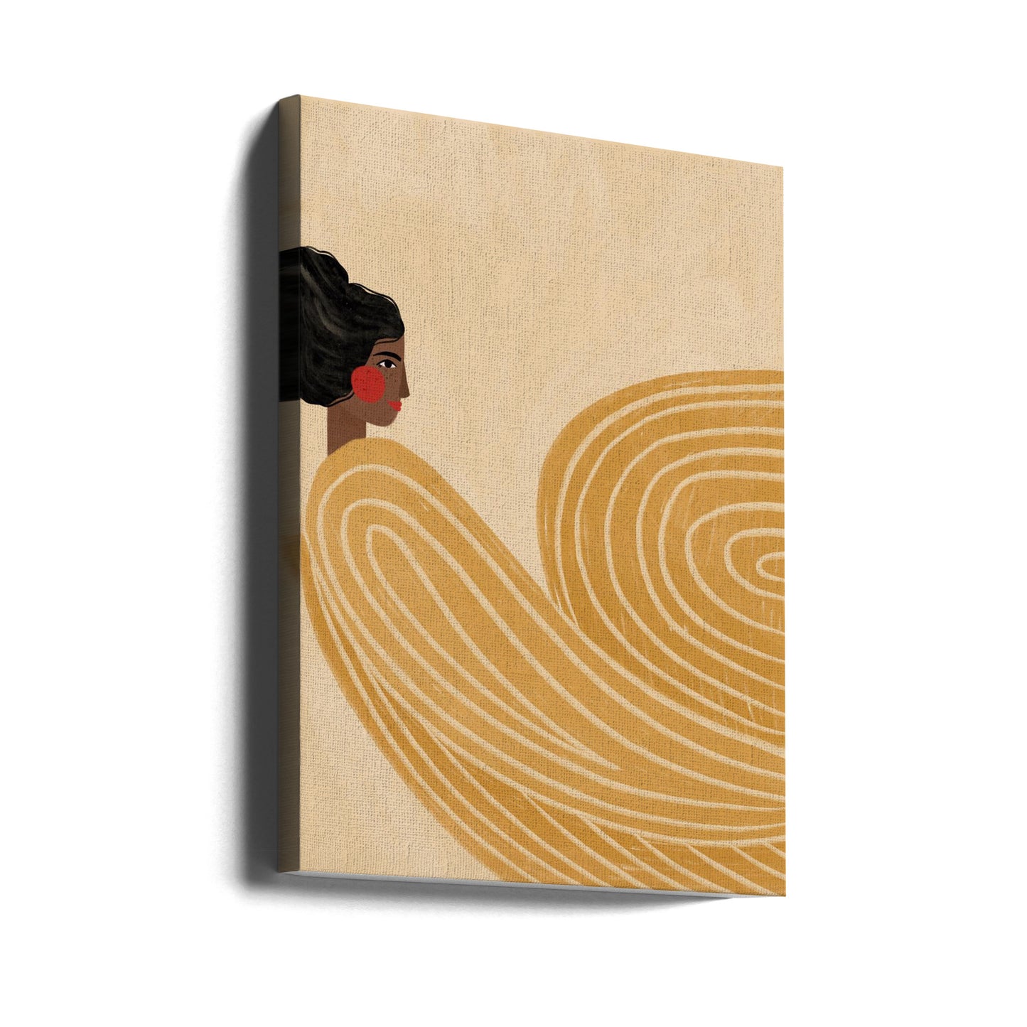 Keltainen raidallinen nainen | Canvastaulut
