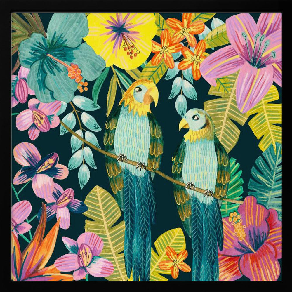 Parrots Tropical Floral Jungle | Poster