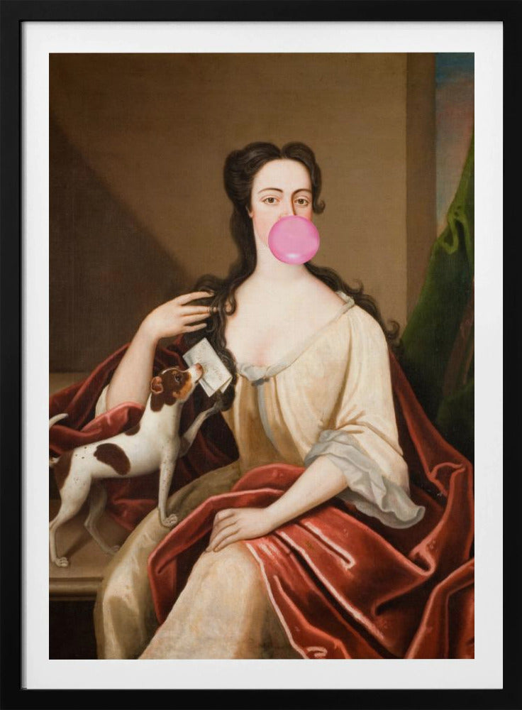Renaissance Kaugummi Portrait und Hund / Veränderte Kunst | Poster