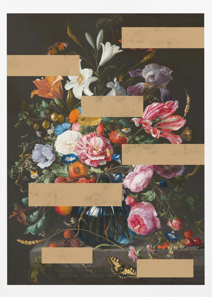 Blumenstrauß aus Vintage-Ölgemälden, moderne Collage | Poster