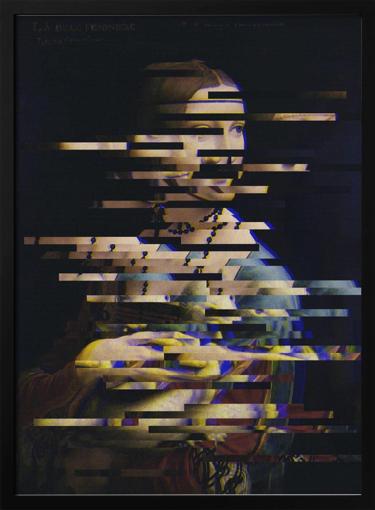 Glitched Leonardo da Vincis Dame mit dem Hermelin | Poster