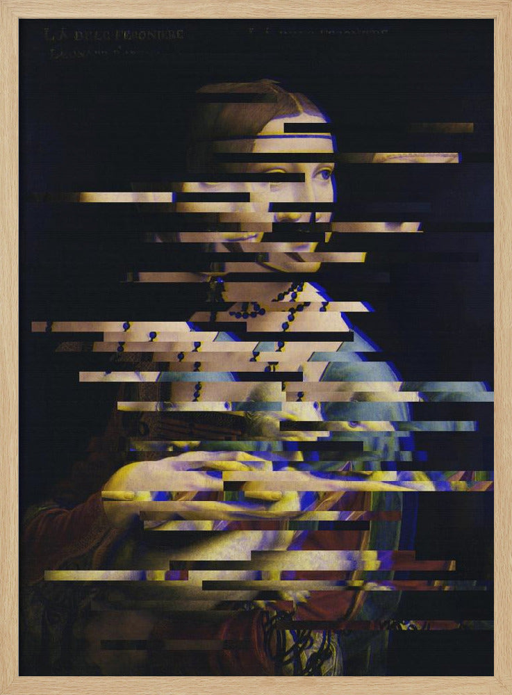 Glitched Leonardo da Vincis Dame mit dem Hermelin | Poster