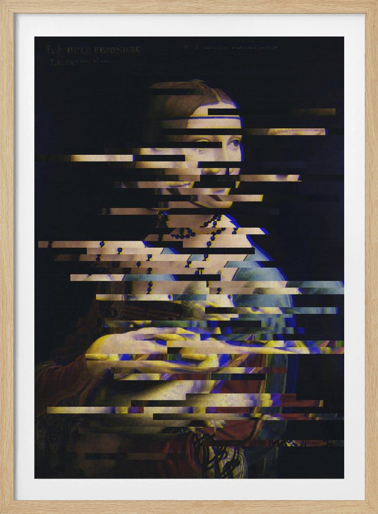 Glitched Leonardo da Vincis Dame mit dem Hermelin | Poster