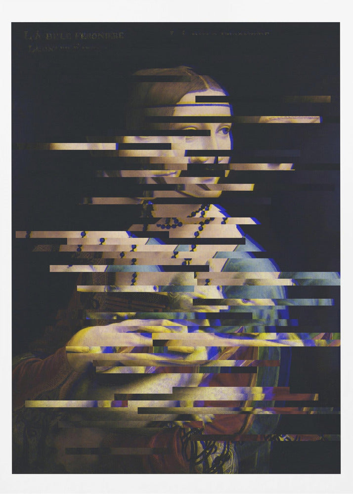 Glitched Leonardo da Vincis Dame mit dem Hermelin | Poster