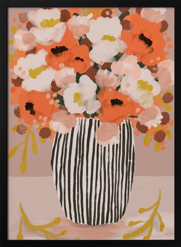Striped Vase Blooms | Poster