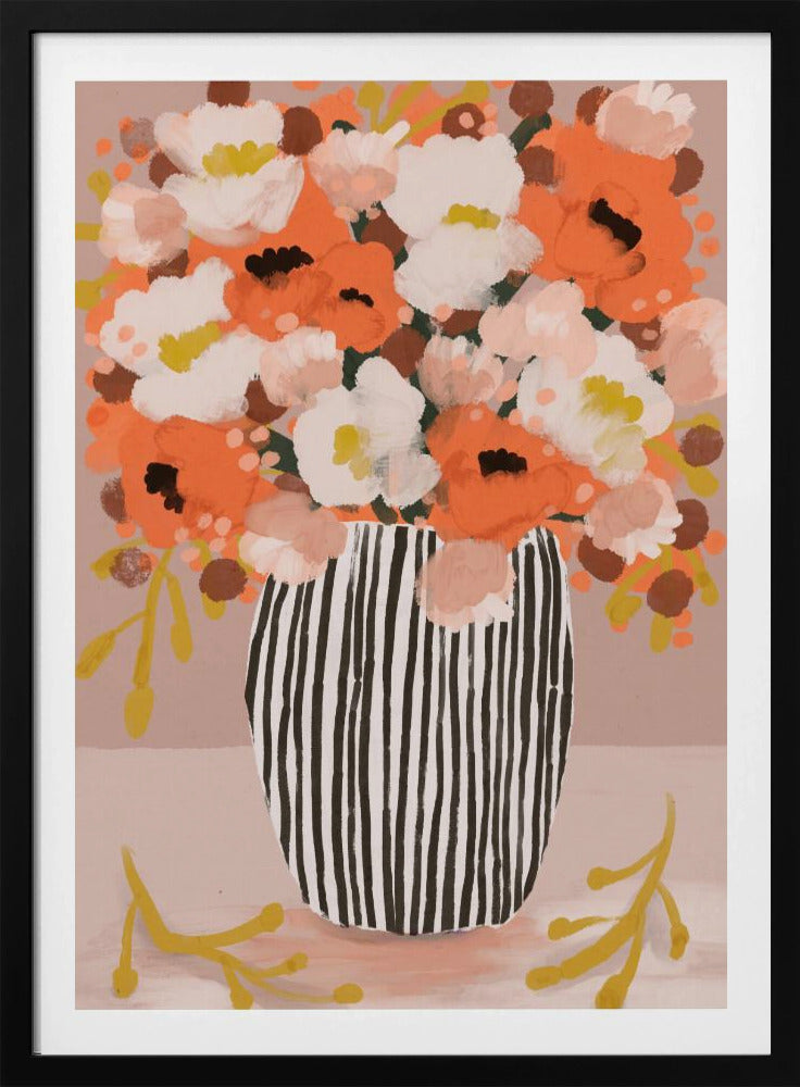 Striped Vase Blooms | Poster