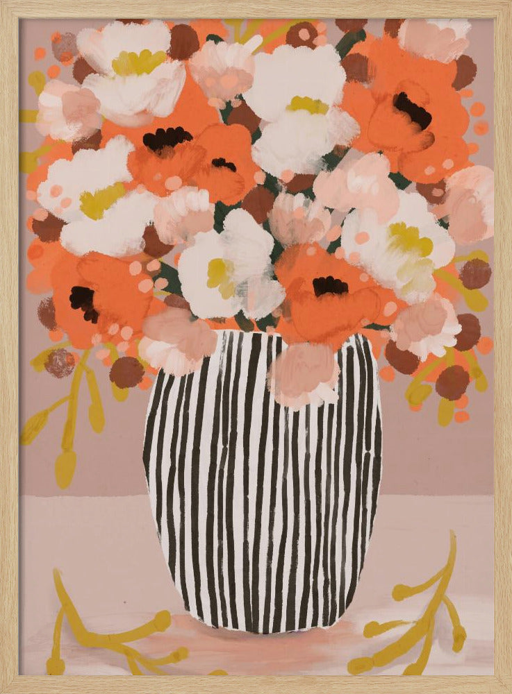 Striped Vase Blooms | Poster