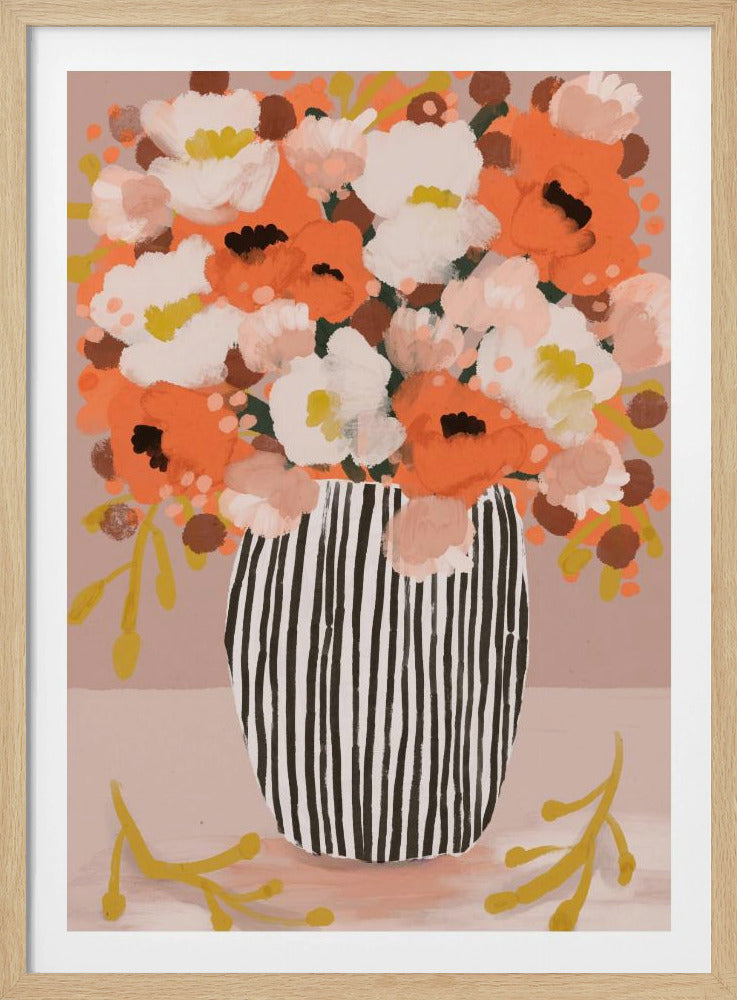 Striped Vase Blooms | Poster