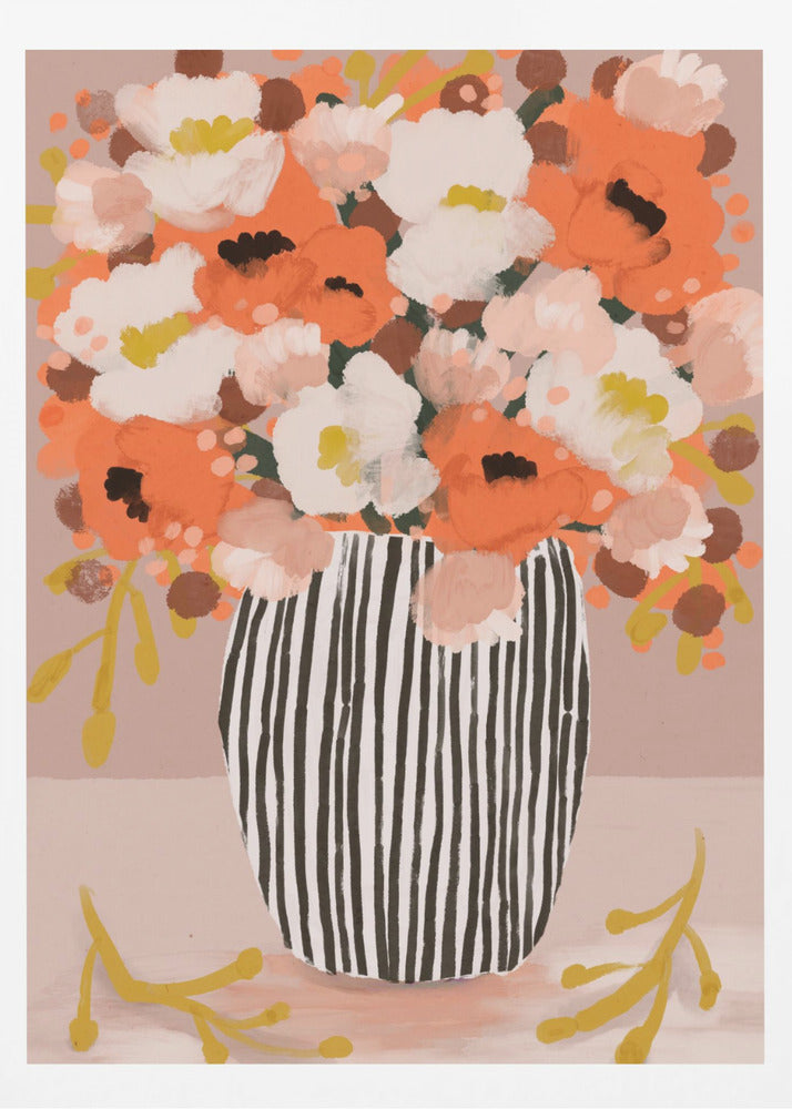 Gestreifte Vase Blüten | Poster
