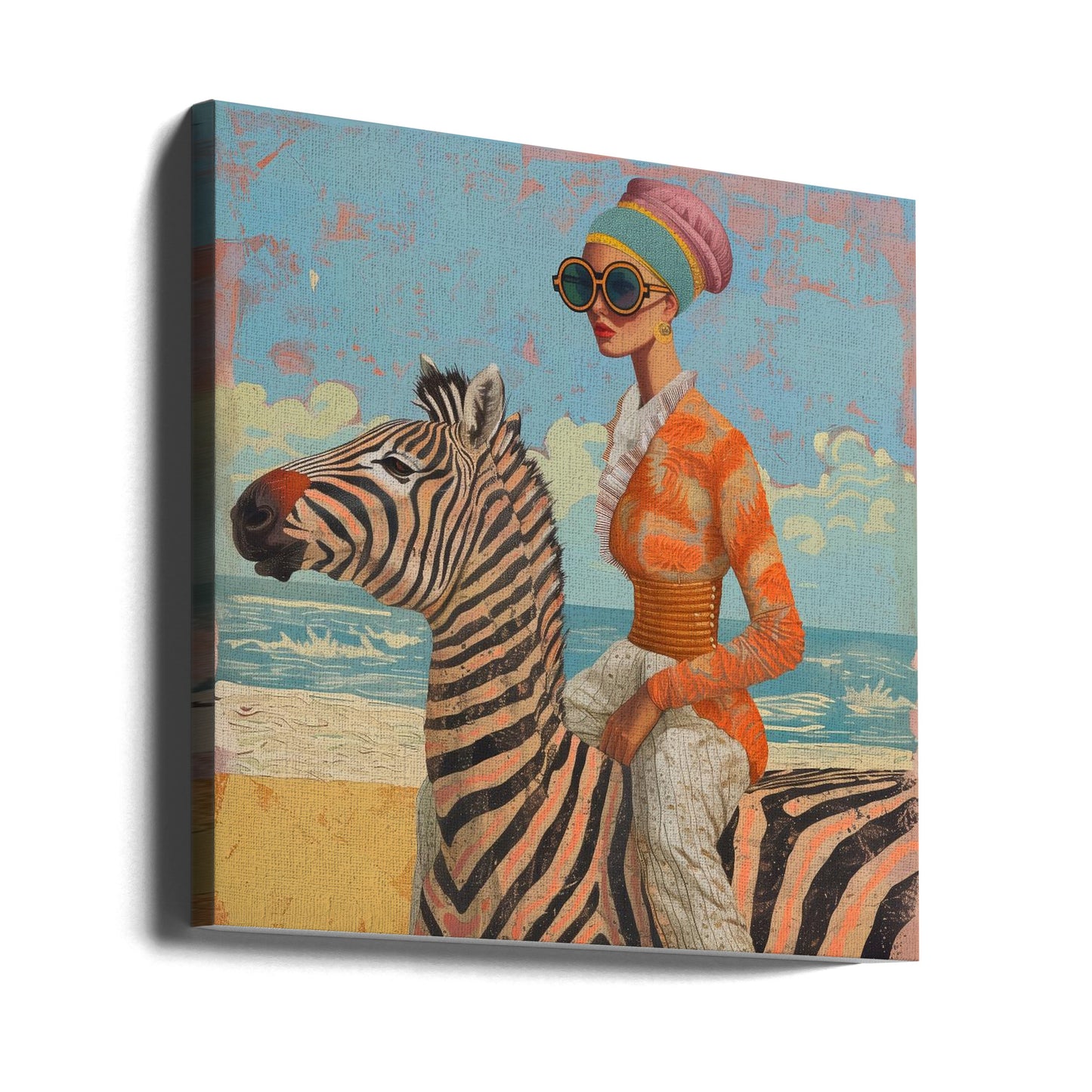 Kvinna och zebra | Canvas