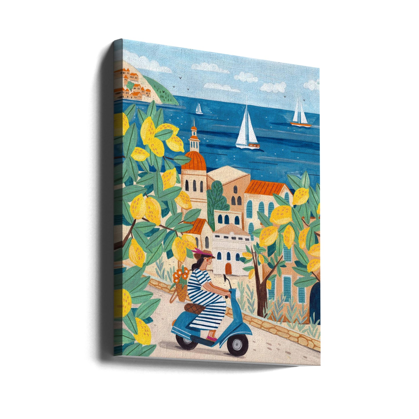 Travel poster woman on the Amalfi coast, Italy | Canvas