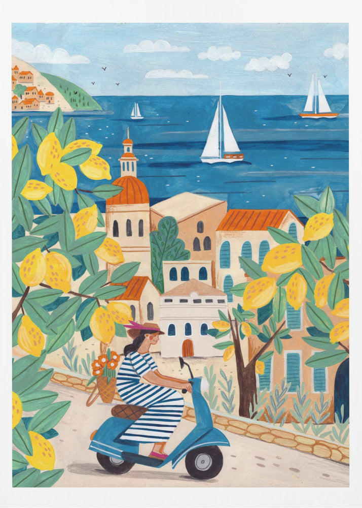 Travel poster woman on the Amalfi coast, Italy | Poster