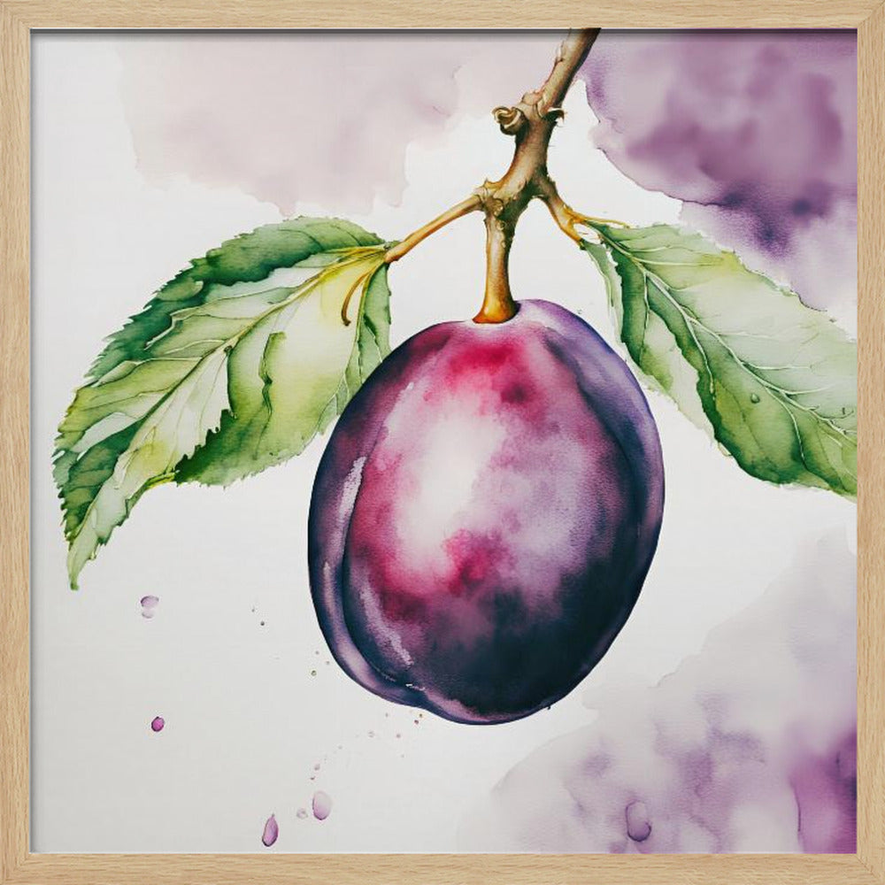Pflaume, Aquarell, ink | Poster - Kunstdruck