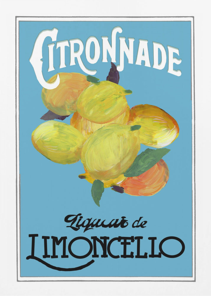 Citronnade Limoncello auf Blau und Schwarz | Poster