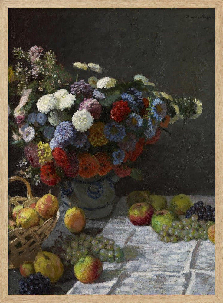 Stillleben mit Blumen und Früchten (1869) von Claude Monet | Poster