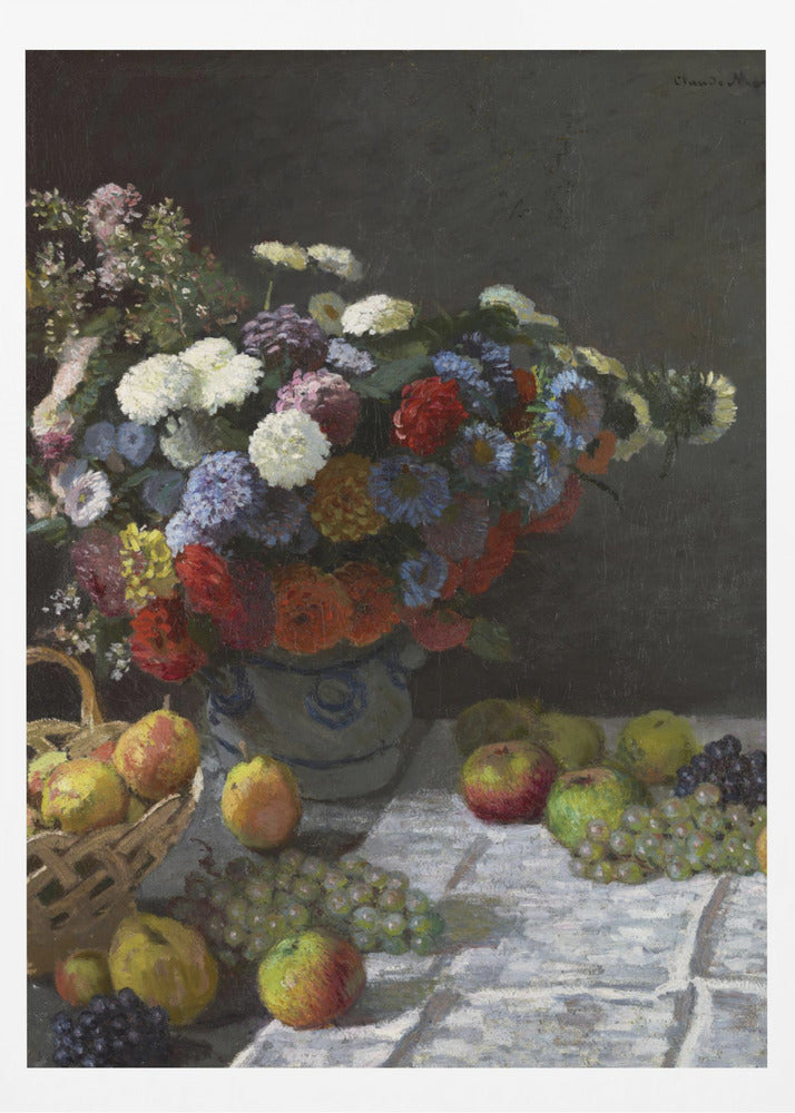 Stillleben mit Blumen und Früchten (1869) von Claude Monet | Poster