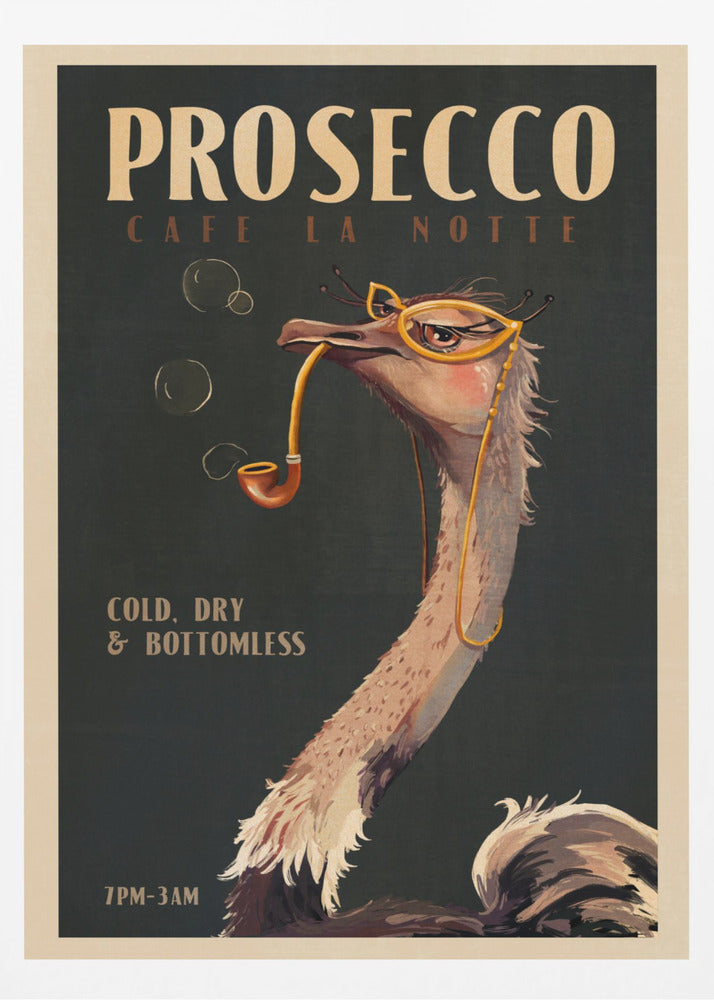 Art Deco Prosecco Wall Art Of An Ostrich | Poster