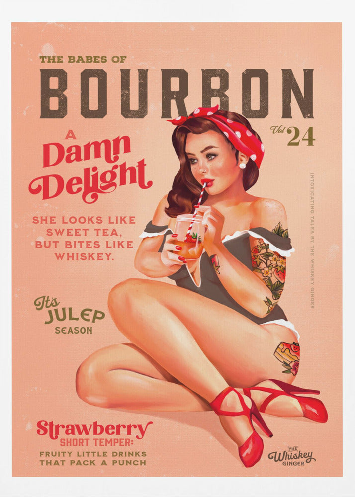 Bourbon Babes Vol 22 Vintage Pinup Girl Drinking A Cocktail | Poster