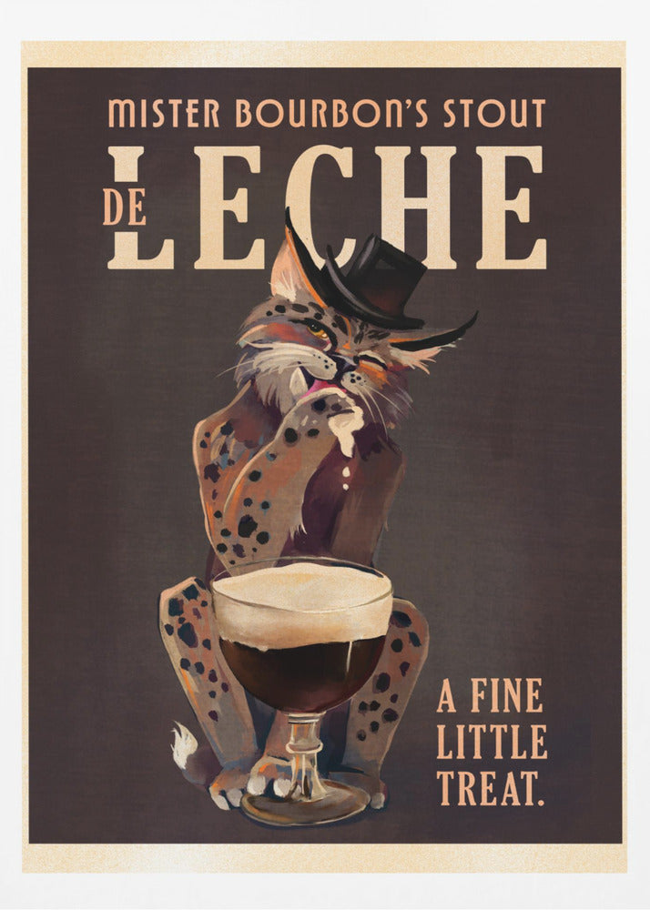 Bourbon De Leche Guinness Style Cat Art | Poster