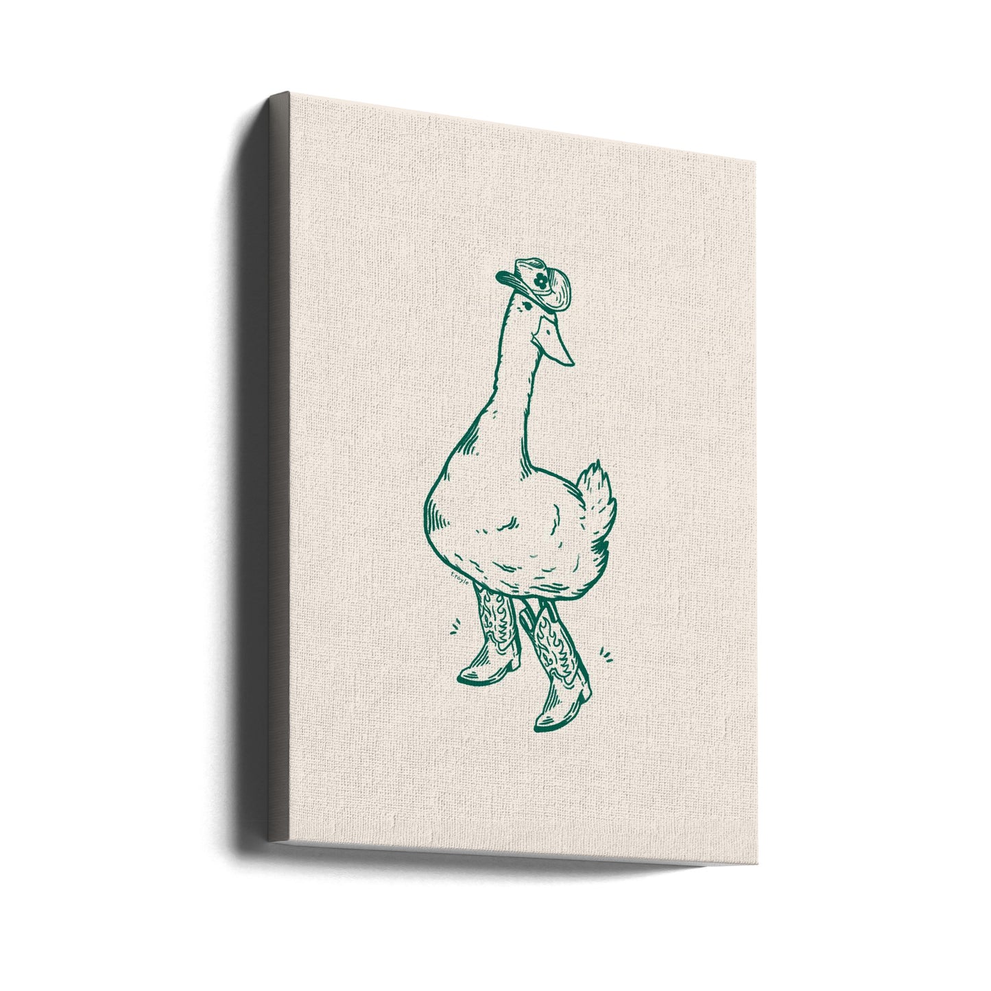 Duck wearing Western Boots in green | Canvas