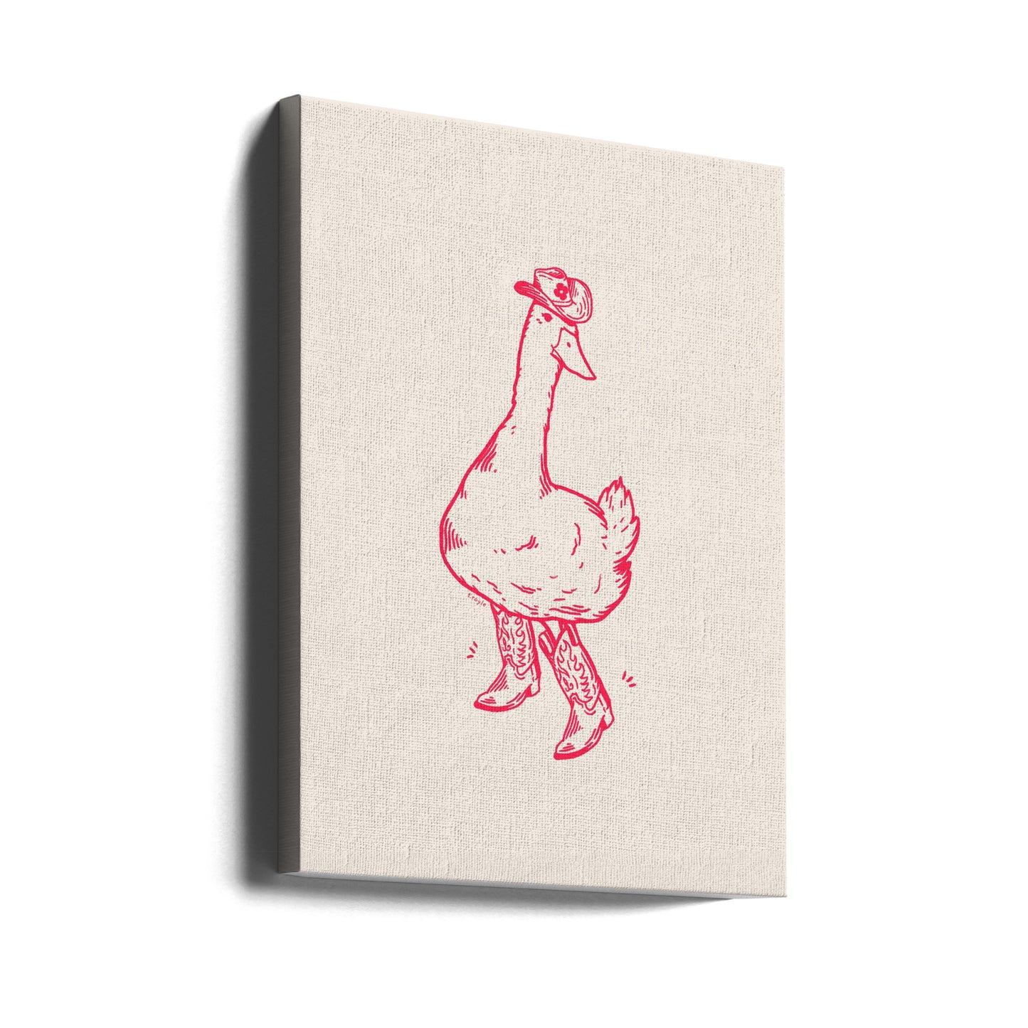 Duck wearing Western Boots in pink | Canvas