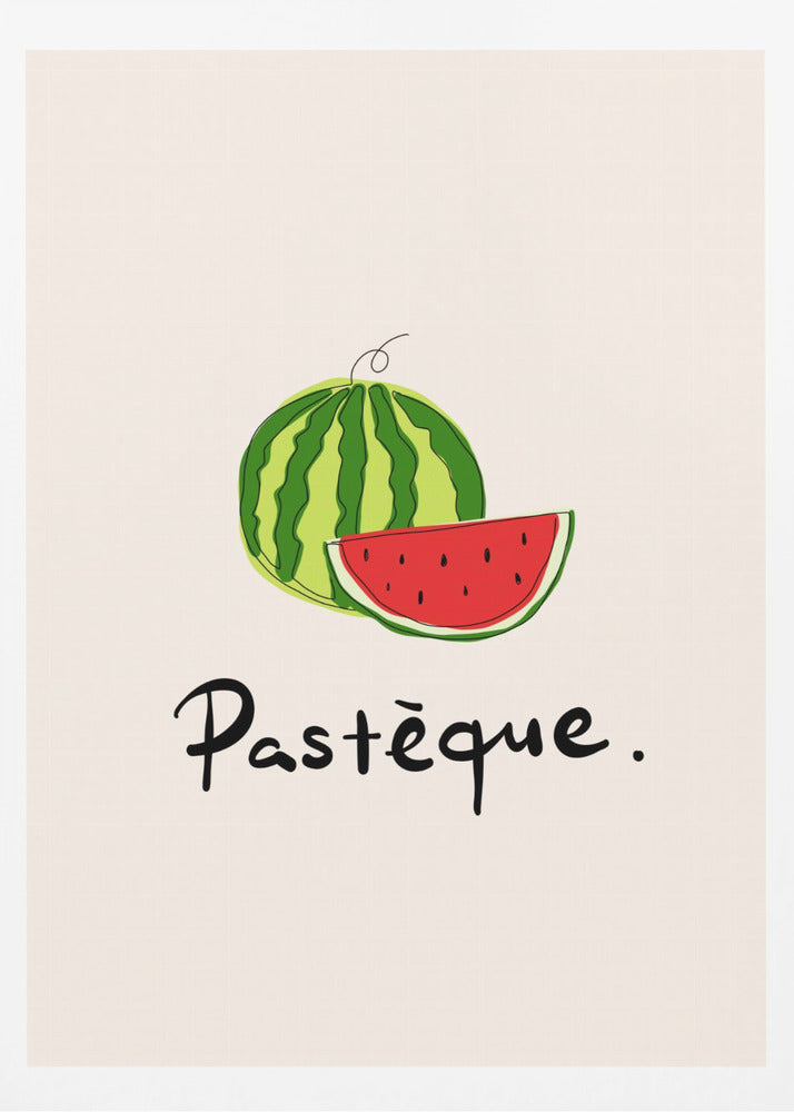 Moderne französische Obstkollektion "Wassermelone / Pastèque" | Poster