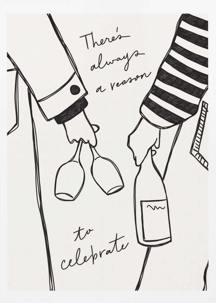 Frau hält Weinflasche und Weinglas (Schwarz-Weiß) – Wein Vin Femme Noir et Blanc | Poster
