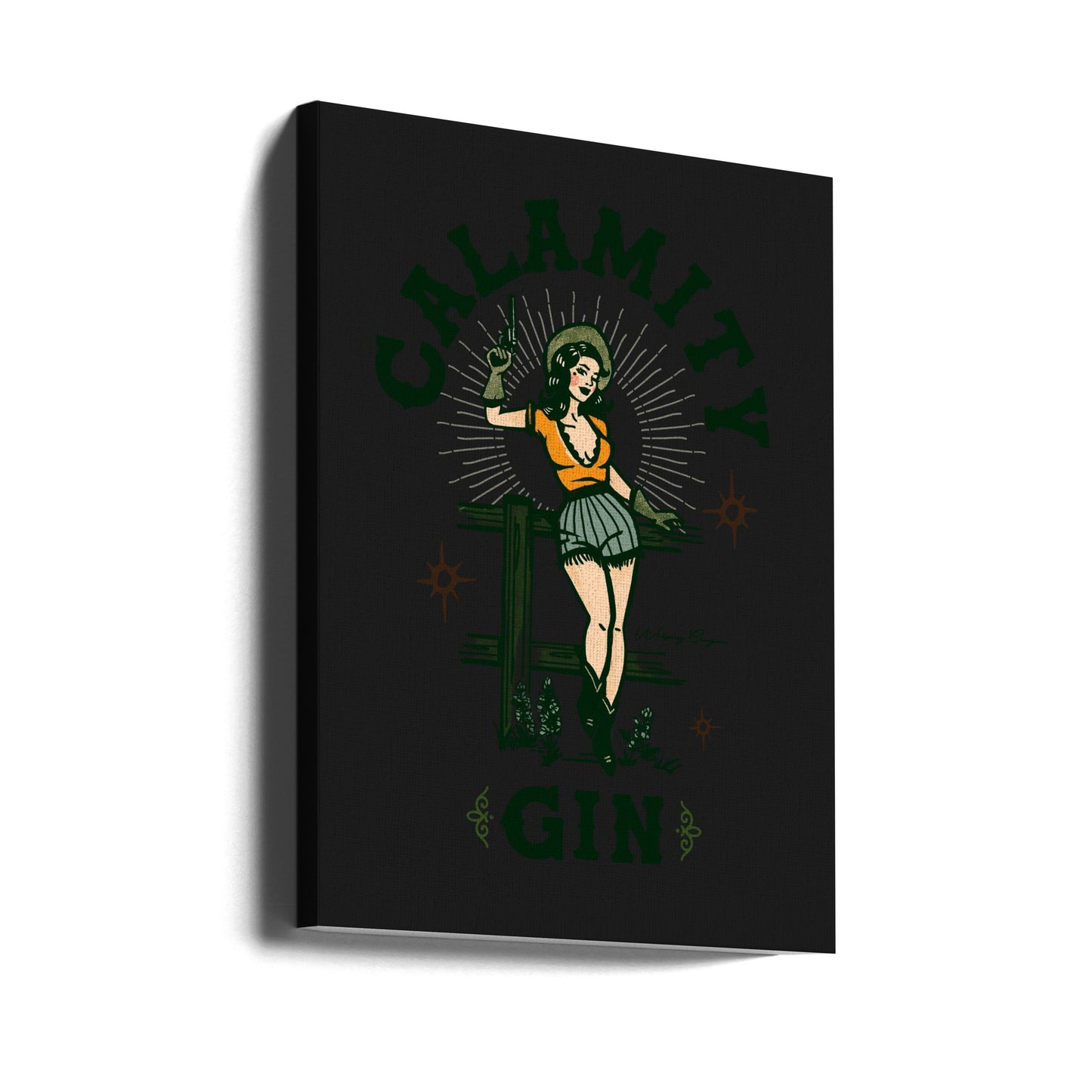 Calamity Gin Hauska Retro Western Cowgirl -taide | Canvastaulut
