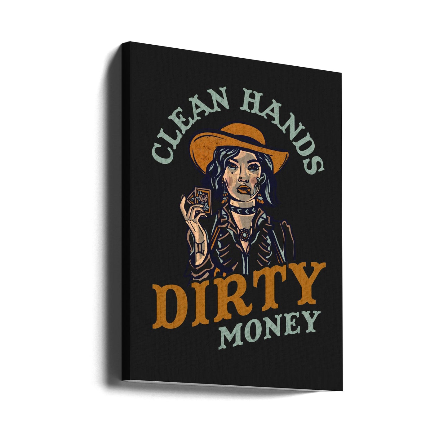 Clean Hands Dirty Money Poker Cowgirl | Canvas
