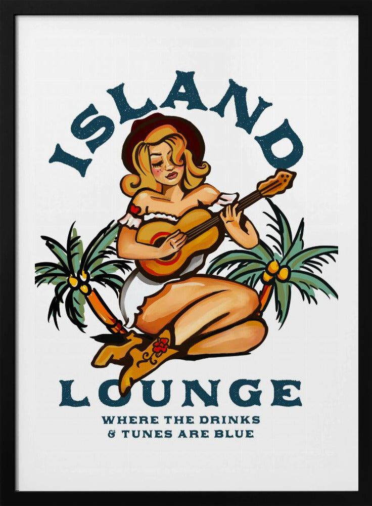 Island Lounge Tropical Pin Up Girl Playing Guitar | Poster