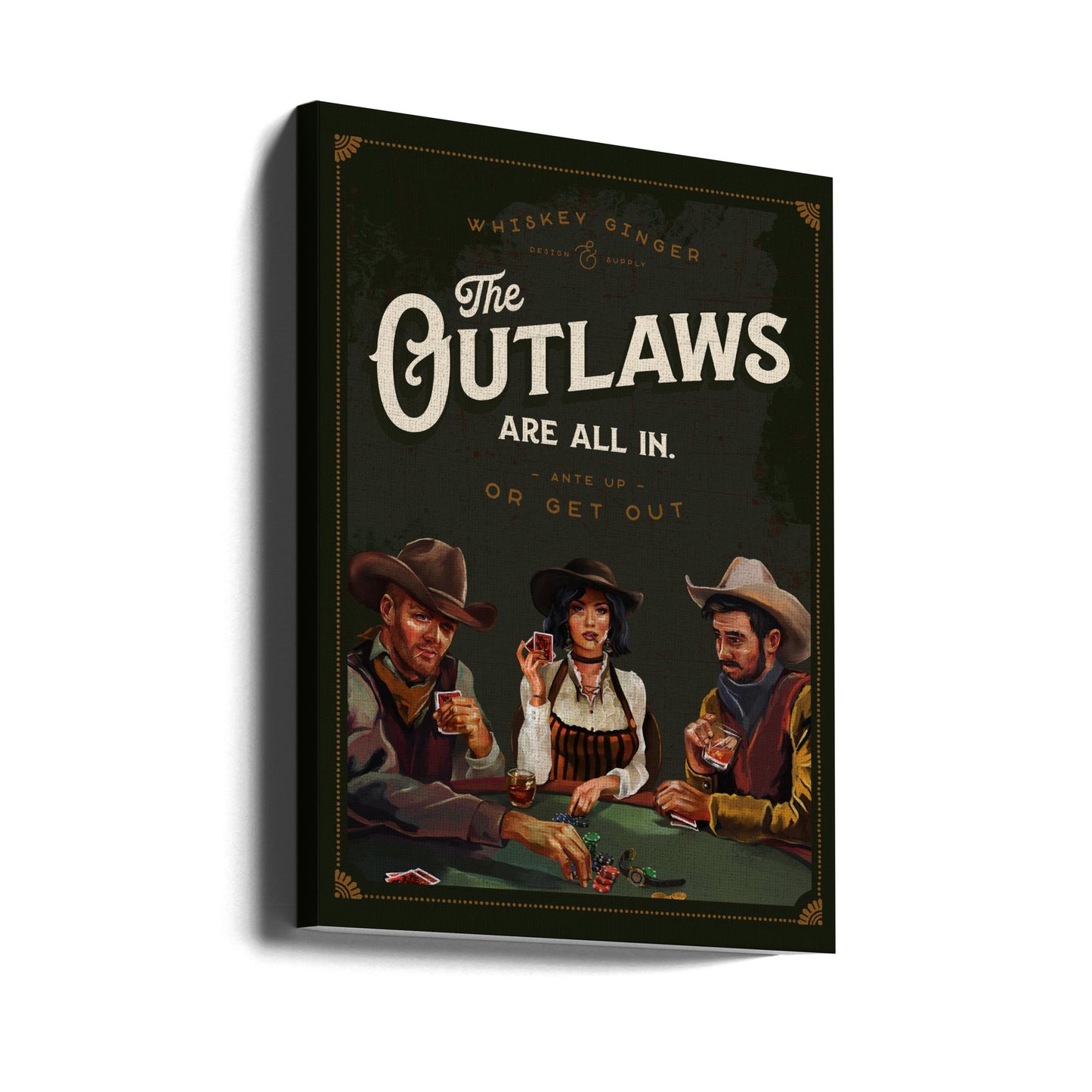 Outlaws Are All In Cool Cowboy Poker Art | Canvas