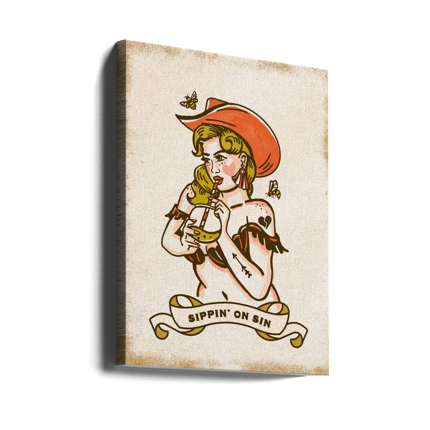 Sippin On Sin Cute & Sassy Cowgirl Art | Canvas