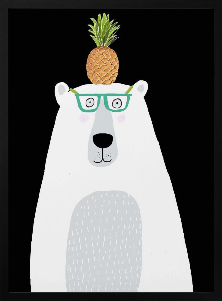 Lustiger weißer Eisbär mit Brille und Ananas | Poster