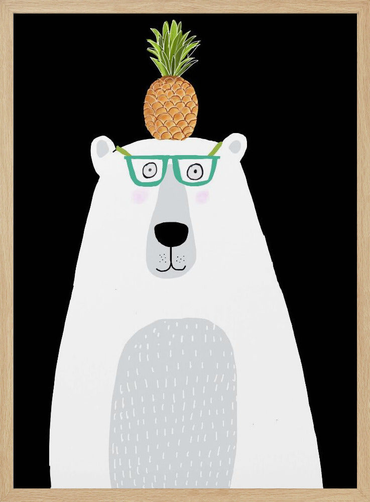 Lustiger weißer Eisbär mit Brille und Ananas | Poster