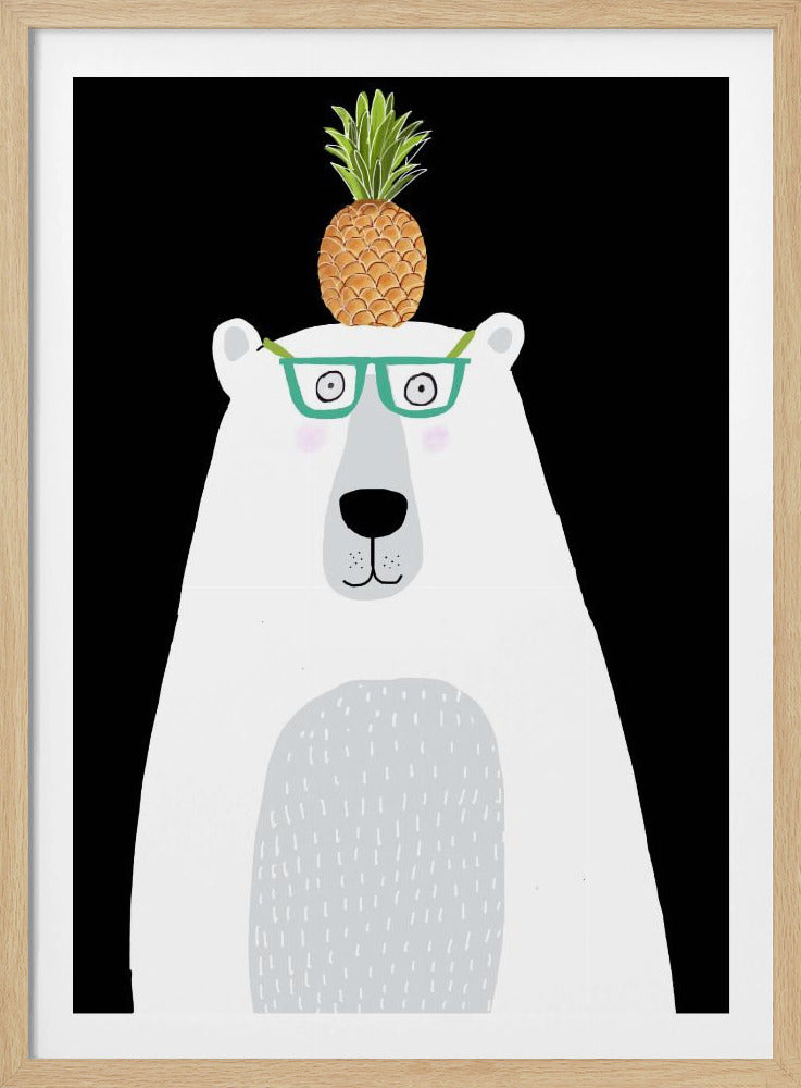 Lustiger weißer Eisbär mit Brille und Ananas | Poster