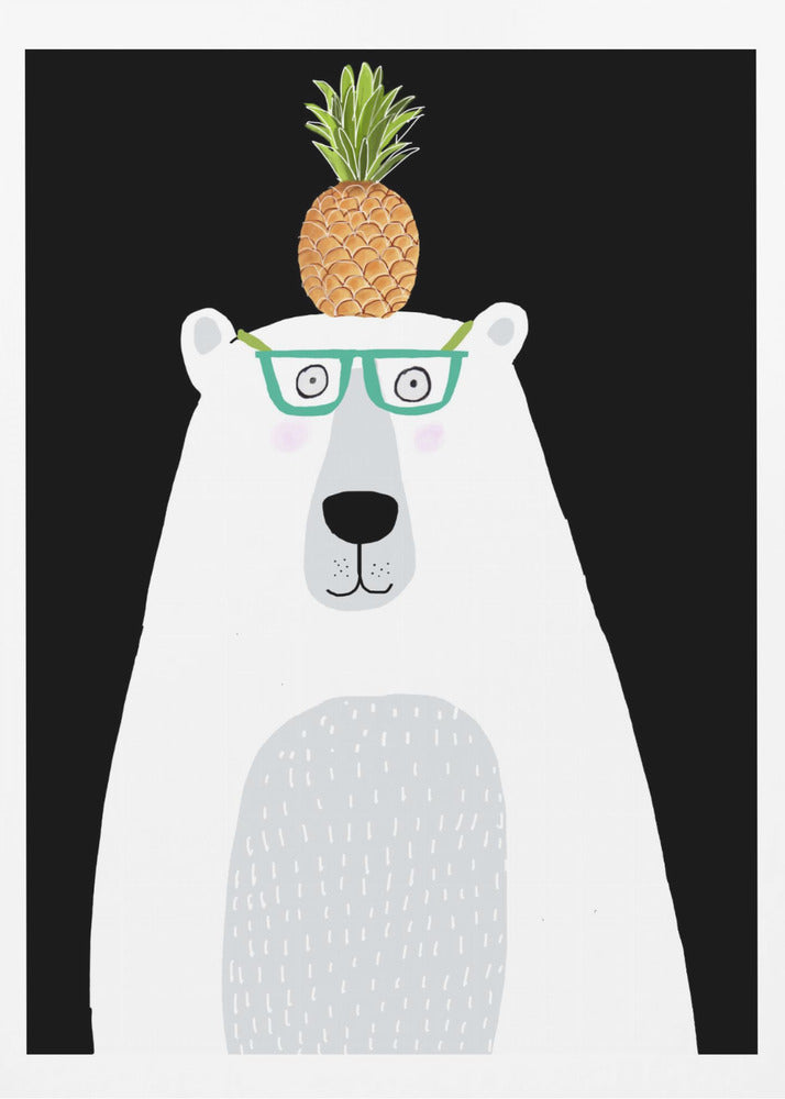 Lustiger weißer Eisbär mit Brille und Ananas | Poster