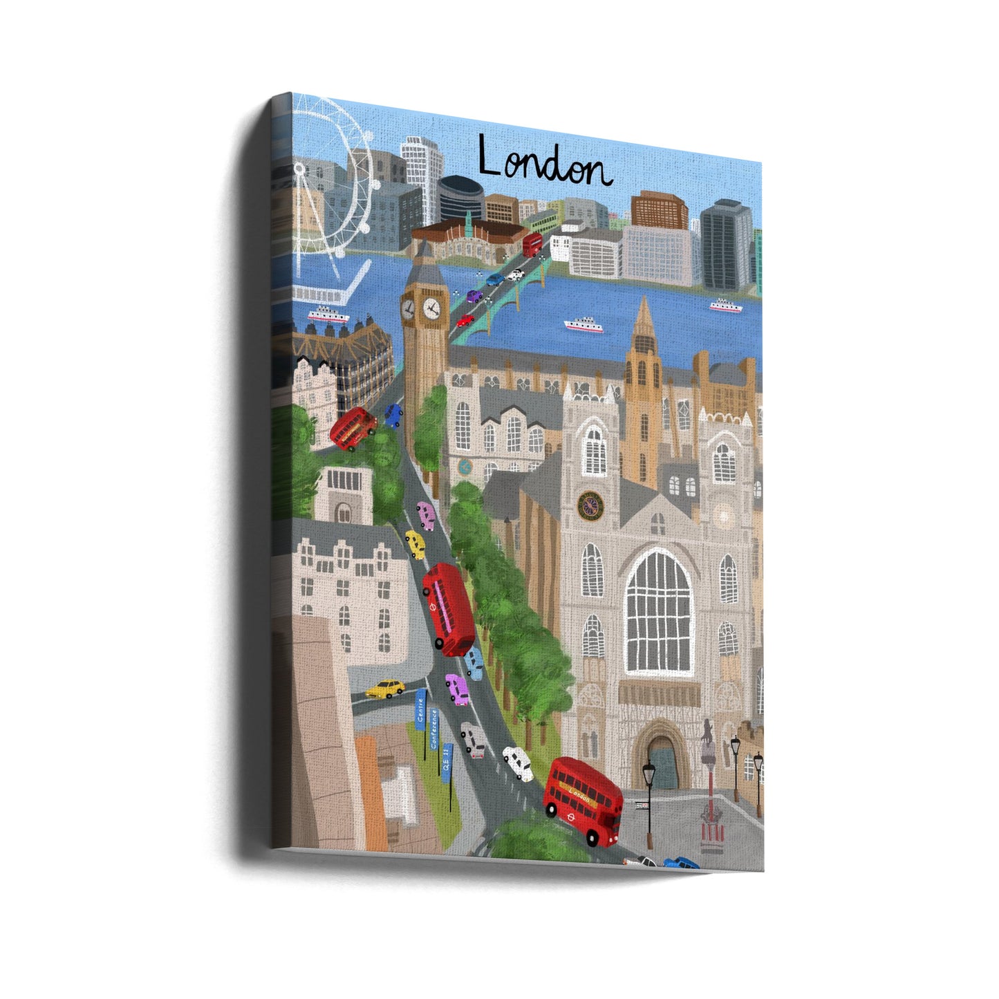 Londyn z widokiem na Tamizę i Big Bena, autorstwa artystki Carli Daly | Wydruki na łótnie