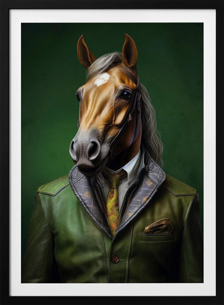 Elegantes grünes Pferd Tierkunst | Poster