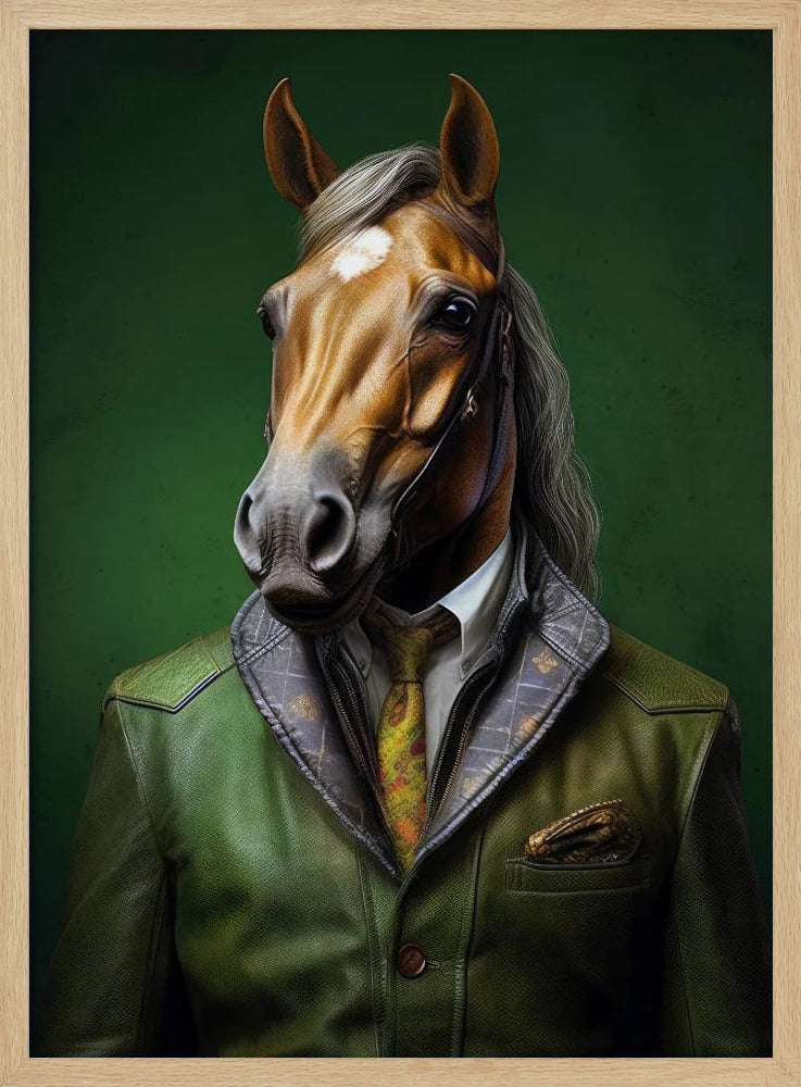 Elegantes grünes Pferd Tierkunst | Poster