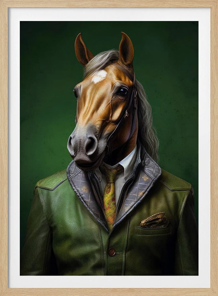 Elegantes grünes Pferd Tierkunst | Poster
