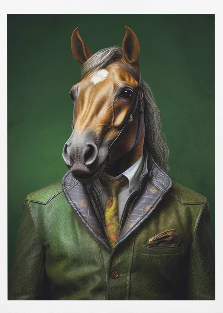 Elegantes grünes Pferd Tierkunst | Poster