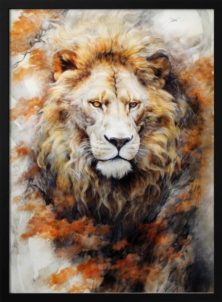 Weißer Löwe Aquarell Tierkunst | Poster