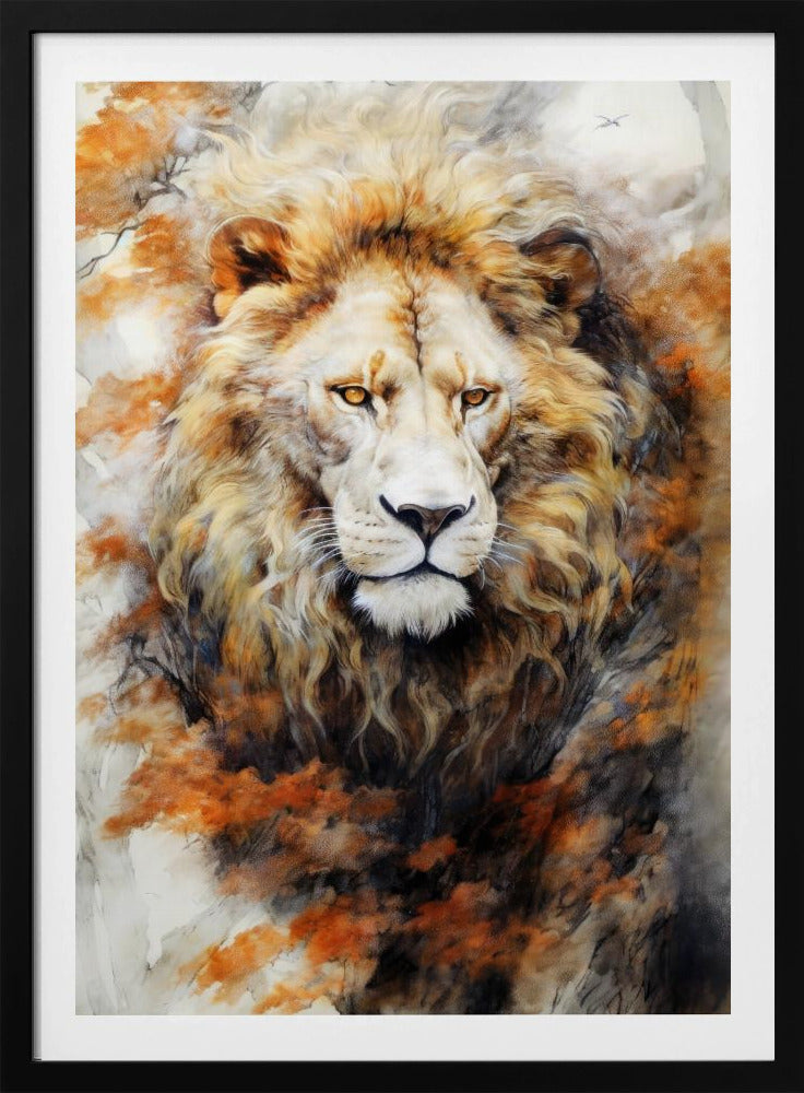 Weißer Löwe Aquarell Tierkunst | Poster