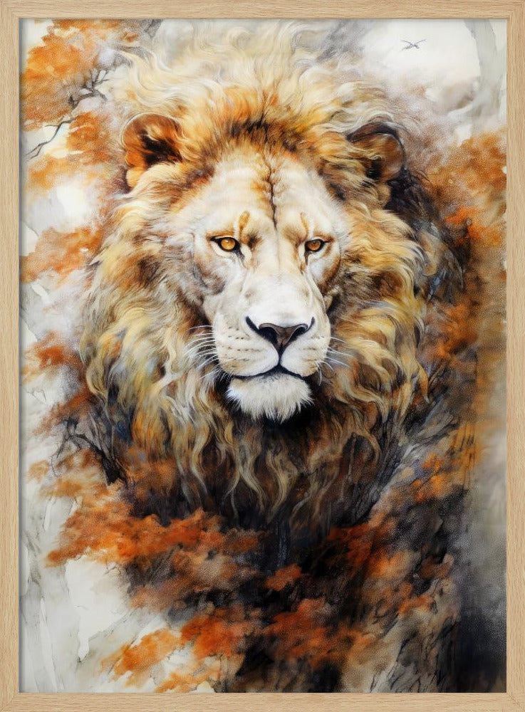 Weißer Löwe Aquarell Tierkunst | Poster