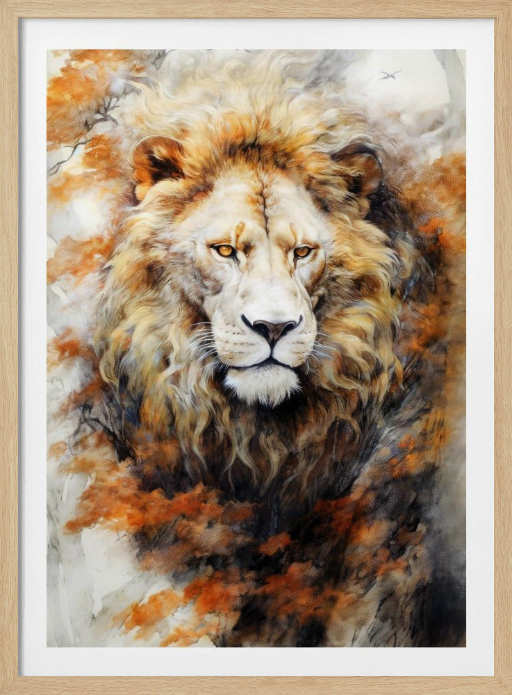 Weißer Löwe Aquarell Tierkunst | Poster