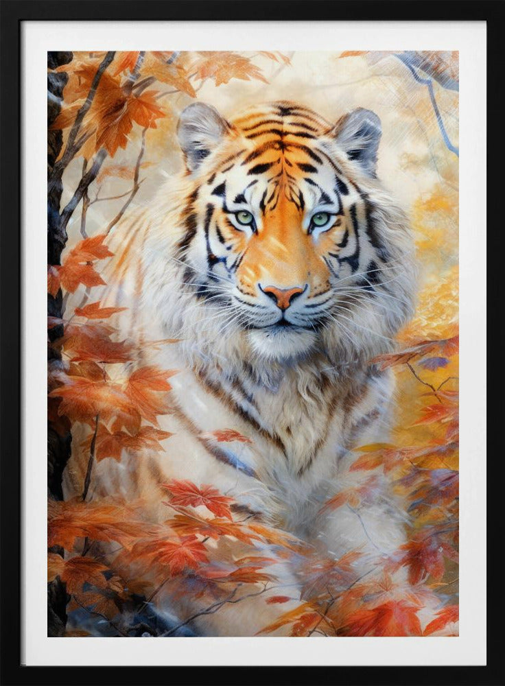 Weißer Tiger Aquarell Tierkunst | Poster