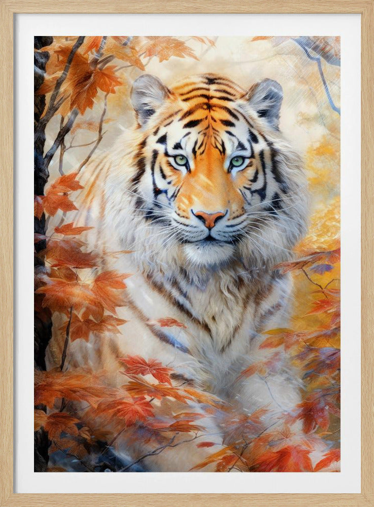 Weißer Tiger Aquarell Tierkunst | Poster